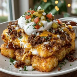 The Cheesy Bacon Cheeseburger Tater Bake is a modern twist on the traditional casserole that has gained popularity over the years, particularly in American households. It draws inspiration from the humble cheeseburger, a staple of classic American cuisine, and transforms it into a baked dish that is both filling and comforting. The notion of combining tater tots—a beloved convenience food—with the rich flavors of bacon and beef is what makes this recipe stand out. It exemplifies the trend of fusion comfort food, where familiar tastes are reimagined to create an entirely new culinary experience.
