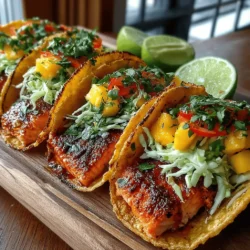 If you're looking to elevate your taco night with a burst of vibrant flavors, look no further than Tropical Salmon Tacos with Mango Slaw. This dish perfectly marries the succulent taste of fresh salmon with a refreshing mango slaw, creating a harmonious blend that is both satisfying and nutritious. Ideal for summer gatherings, easy weeknight dinners, or health-conscious meal prep, these tacos bring a tropical flair right to your table.