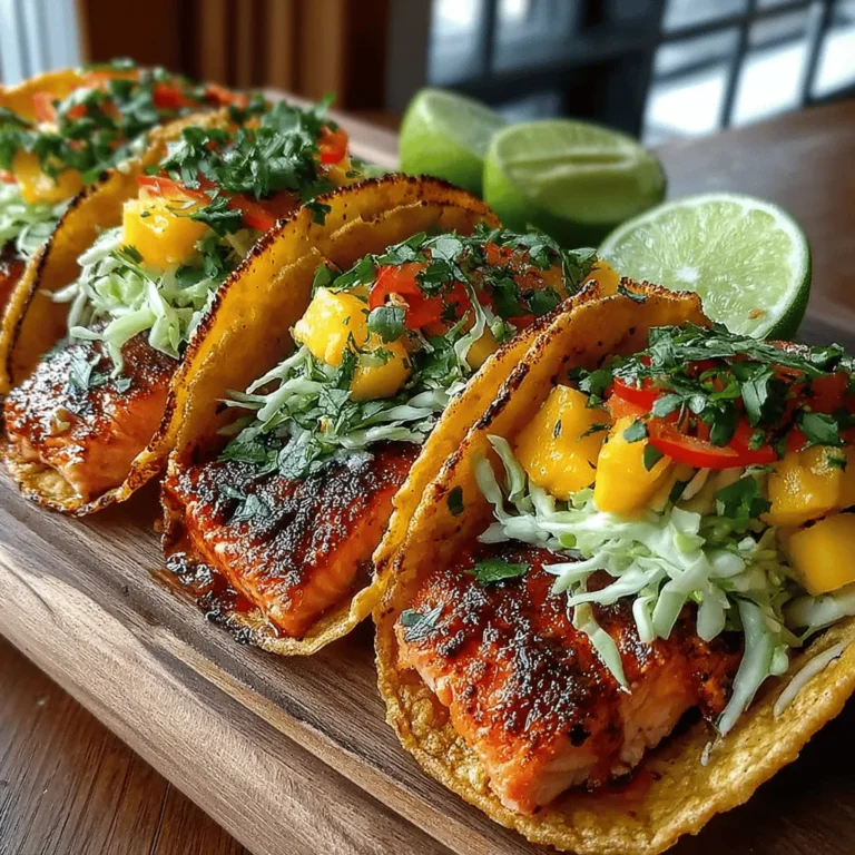 If you're looking to elevate your taco night with a burst of vibrant flavors, look no further than Tropical Salmon Tacos with Mango Slaw. This dish perfectly marries the succulent taste of fresh salmon with a refreshing mango slaw, creating a harmonious blend that is both satisfying and nutritious. Ideal for summer gatherings, easy weeknight dinners, or health-conscious meal prep, these tacos bring a tropical flair right to your table.