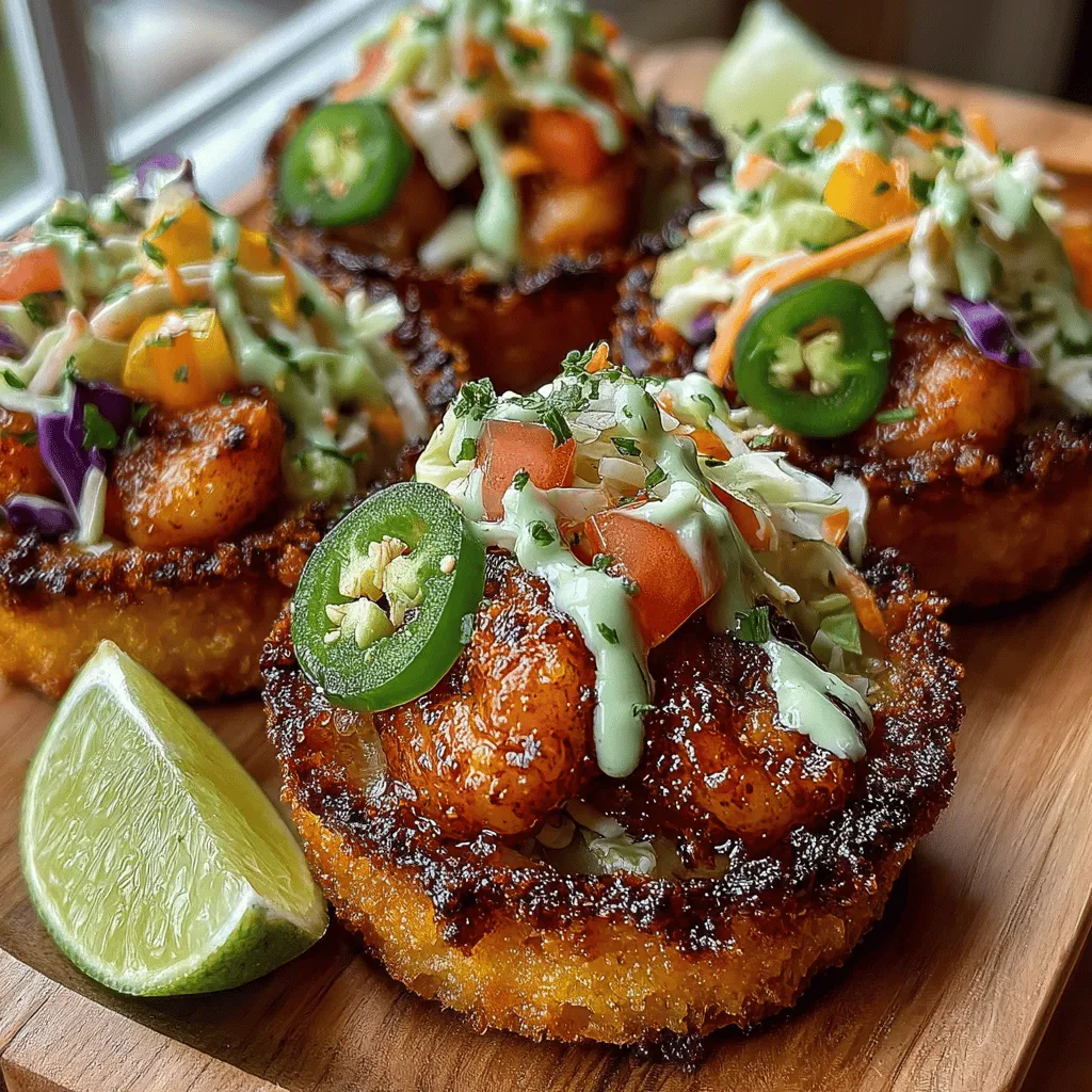 Sweet and Spicy Shrimp Taco Cups are a culinary delight that expertly combines bold flavors with an elegant presentation, making them a fantastic choice for any occasion—from casual family dinners to lively gatherings with friends. These delightful bites offer a perfect balance of sweetness from honey, a spicy kick from sriracha, and a refreshing zing of lime, creating a unique twist on the traditional taco that is sure to impress. Whether you're a seasoned home cook or a culinary novice, this recipe is approachable yet sophisticated, allowing you to showcase your skills in the kitchen while delighting your guests.