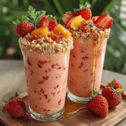 In the world of health and fitness, protein shakes have carved out an essential niche as a convenient, nutritious option for anyone looking to boost their dietary intake. Whether you’re an athlete recovering from a workout or simply someone seeking a healthy breakfast option, protein shakes serve as a versatile solution. The right combination of ingredients can transform a simple shake into a delightful experience, and that’s precisely what the Strawberry Peach Protein Bliss recipe offers. This shake not only tantalizes the taste buds but also packs a powerful nutritional punch, thanks to the vibrant combination of strawberries and peaches.
