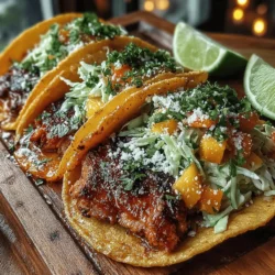 Tacos are a culinary delight loved around the world, and our Spicy Chicken Tacos with Sweet Peach Slaw are a perfect example of how this versatile dish can be elevated to new heights. Imagine sinking your teeth into a warm tortilla filled with succulent marinated chicken, bursting with heat and flavor, balanced beautifully by a refreshing and sweet peach slaw. This dish not only tantalizes the taste buds but also celebrates the harmony of spicy and sweet, making it a standout choice for any meal.