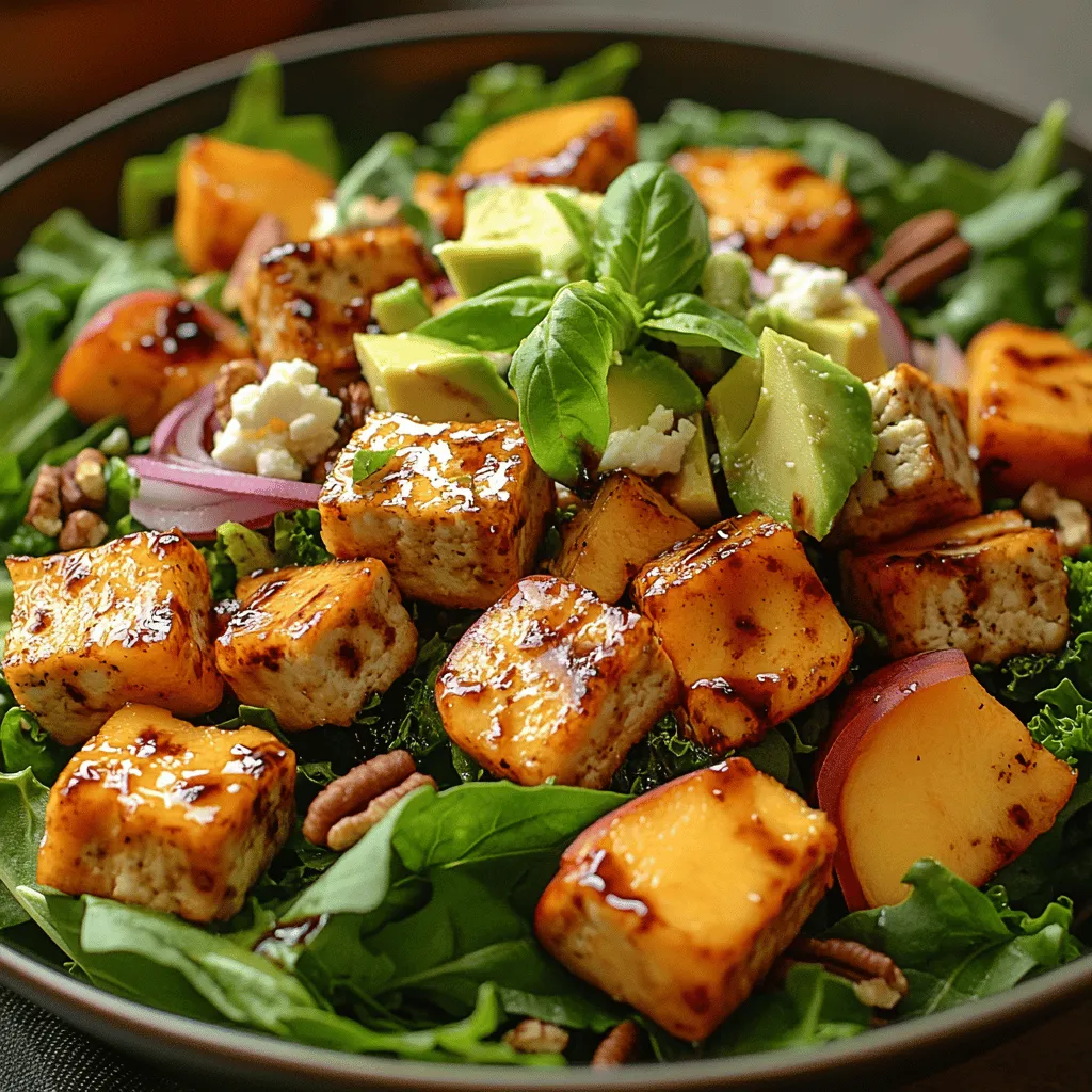 When it comes to creating a meal that is not only nutritious but also bursting with flavor, the Peach & Tofu Salad Bowl stands out as a top contender. This colorful dish is perfect for any occasion, whether you're looking for a light lunch, a hearty dinner, or a refreshing side at a summer gathering. The combination of fresh, juicy peaches and protein-rich tofu makes this salad appealing to a wide range of dietary preferences, catering to both vegan and non-vegan audiences alike. The delightful medley of flavors and textures—from the sweetness of the peaches to the creaminess of avocado and the crunch of nuts—creates a satisfying experience that keeps you coming back for more.