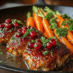 The journey to creating a mouthwatering Maple Glazed Carrots & Cranberry Chicken Delight begins with the chicken. Searing the chicken is a crucial step that not only locks in the juices but also forms a beautiful, caramelized crust that enhances the overall flavor of the dish. This Maillard reaction—where proteins and sugars react under heat—results in complex flavors that will make your dish more savory and appealing.