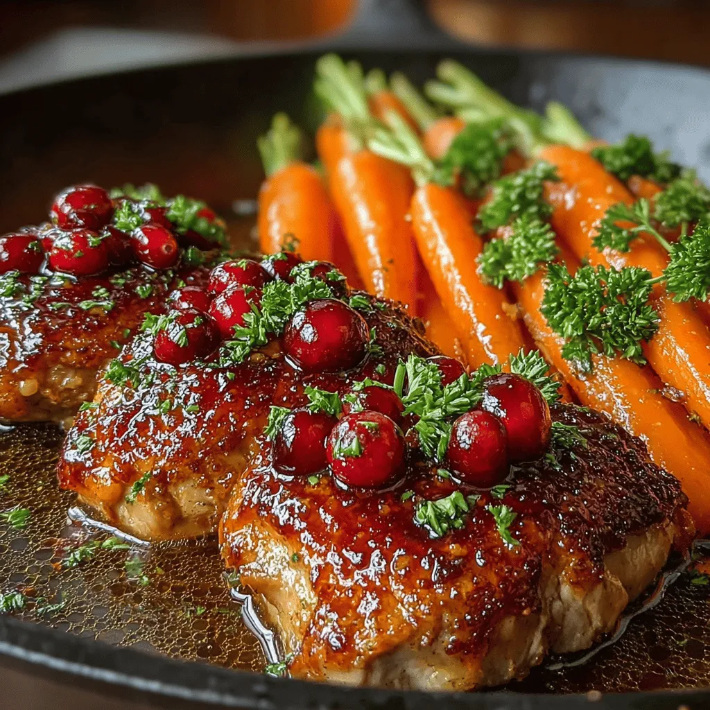 The journey to creating a mouthwatering Maple Glazed Carrots & Cranberry Chicken Delight begins with the chicken. Searing the chicken is a crucial step that not only locks in the juices but also forms a beautiful, caramelized crust that enhances the overall flavor of the dish. This Maillard reaction—where proteins and sugars react under heat—results in complex flavors that will make your dish more savory and appealing.