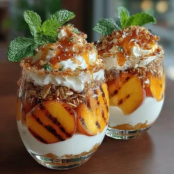 When it comes to parfaits, Greek yogurt is the star ingredient that sets this dish apart. Its thick and creamy texture provides a substantial base that holds up well against the juicy grilled peaches. Greek yogurt is known for its high protein content, often containing double the protein compared to regular yogurt. This makes it an excellent choice for those looking to enhance their protein intake, especially if the parfait is served as a breakfast option.