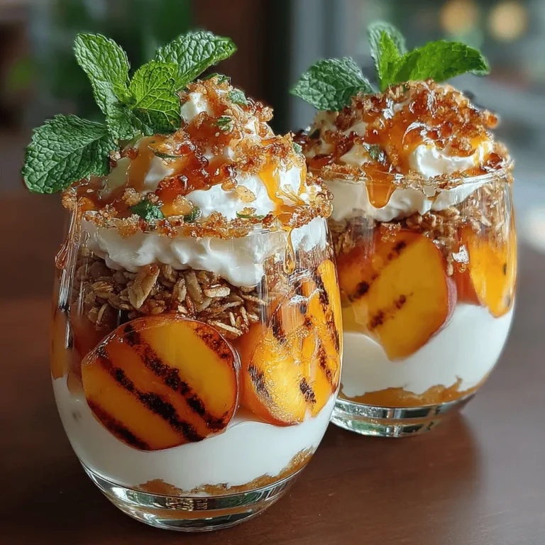 When it comes to parfaits, Greek yogurt is the star ingredient that sets this dish apart. Its thick and creamy texture provides a substantial base that holds up well against the juicy grilled peaches. Greek yogurt is known for its high protein content, often containing double the protein compared to regular yogurt. This makes it an excellent choice for those looking to enhance their protein intake, especially if the parfait is served as a breakfast option.