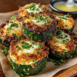 Next, it’s time to coat the zucchini slices for your Golden Parmesan Zucchini Bites. Begin by taking one slice, dipping it into the beaten egg, and allowing any excess egg to drip off. This step is crucial as it helps the breadcrumb mixture adhere to the zucchini.