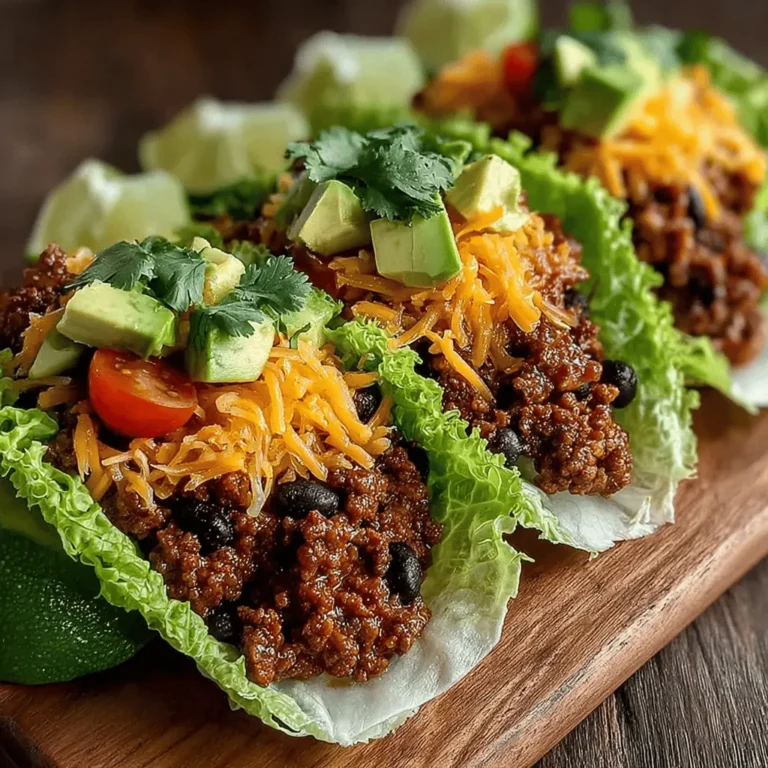 To create a robust flavor foundation for your Mini Taco Lettuce Wraps, start by sautéing onions and garlic. Begin by heating a tablespoon of olive oil in a large skillet over medium heat. Once the oil is hot, add a finely chopped onion and a few minced garlic cloves. The key to achieving a rich flavor lies in the technique: sauté the onions until they are translucent and fragrant, typically about 5-7 minutes. Avoid rushing this step; allow the onions to caramelize slightly, as this will enhance their sweetness and depth. Once the onions are ready, add the garlic and continue to sauté for an additional minute until it becomes aromatic but be cautious not to burn it, as burnt garlic can impart a bitter taste.