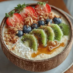 One of the standout features of the Summer Berry Bliss Smoothie Bowl is its rich content of antioxidants, primarily sourced from the berries. Berries such as strawberries, blueberries, and raspberries are loaded with vitamin C, which is crucial for immune function, skin health, and overall vitality. Additionally, the antioxidants found in these fruits can help combat oxidative stress, reducing inflammation and lowering the risk of chronic diseases.