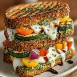 While the Basil Pesto Grilled Veggie Sandwich is delightful on its own, adding optional ingredients like fresh mozzarella cheese and a drizzle of balsamic glaze can elevate this dish to new heights. The creamy texture of mozzarella complements the robust flavors of the pesto and grilled vegetables, creating a rich and satisfying bite. Balsamic glaze, with its sweet and tangy profile, adds a layer of complexity that enhances the overall flavor experience. These optional ingredients not only enhance the taste but also contribute to a visually appealing sandwich that is sure to impress.