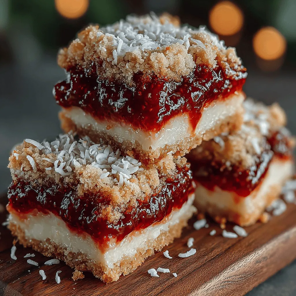 If you're on the lookout for a dessert that beautifully marries tartness and sweetness, look no further than Raspberry Coconut Crumble Bliss Bars. This delightful treat harmoniously blends the vibrant flavor of fresh raspberries with the rich, creamy texture of coconut, all topped off with a crunchy, golden crumble. Imagine biting into a bar that delivers a burst of tangy raspberry flavor, complemented by the nutty undertones of coconut and the satisfying crunch of the crumble topping. These bars not only please the palate but also provide a feast for the eyes, making them an ideal choice for any occasion.