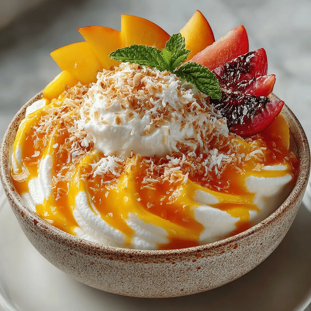 Frozen desserts have become a beloved treat across the globe, especially during the hotter months. Their icy, refreshing nature provides a perfect way to cool down while still indulging in something sweet. Among these, frozen yogurt has gained immense popularity, not just for its delightful taste but also for being a lighter, healthier alternative to traditional ice cream. If you're a fan of tropical flavors, you're in for a treat with this recipe for Frozen Yogurt Mango Peach Swirls. The combination of ripe mangoes and juicy peaches creates a harmonious blend that captures the essence of summer in every bite.