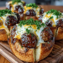 Are you looking for a crowd-pleasing appetizer that combines bold flavors with an appealing presentation? Look no further than Mini BBQ Meatball Bread Cups. This delightful recipe offers a perfect bite-sized combination of savory meatballs enveloped in crispy bread, all coated in a tangy BBQ sauce. Whether you are hosting a party, planning a game-day gathering, or simply craving a satisfying snack, these Mini BBQ Meatball Bread Cups are versatile enough to suit any occasion.