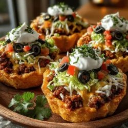 Mini Chicken Queso Taco Cups are the perfect bite-sized treat for any gathering, offering a delightful blend of flavors and textures that are guaranteed to please your guests. These small yet satisfying morsels combine the savory goodness of chicken with the creamy richness of queso, all nestled in a crispy tortilla cup. With a quick preparation time and simple ingredients, this recipe not only satisfies hunger but also provides an enjoyable cooking experience. Whether you’re hosting a game day party, a family get-together, or simply looking for a fun weeknight dinner option, these taco cups are sure to be a hit.