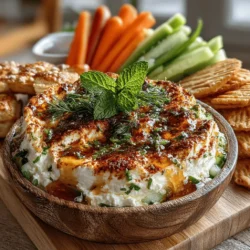 At the heart of this recipe is Greek yogurt, which serves as the creamy foundation for the dip. Greek yogurt has gained popularity not just for its taste but also for its impressive health benefits. Rich in protein, it provides a satiating alternative to traditional dips that often rely on sour cream or mayonnaise. This high protein content is beneficial for those looking to maintain energy levels while enjoying their favorite snacks.