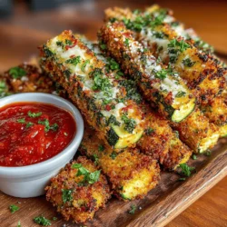The appeal of Crispy Zucchini Parmesan Sticks lies in their irresistible crunch and cheesy goodness. Whether served alongside a zesty marinara sauce or enjoyed on their own, these sticks offer a satisfying texture that makes them hard to resist. They are an excellent alternative to traditional fried snacks, providing a more wholesome option without sacrificing flavor. Plus, they are quick to prepare, making them an ideal choice for busy cooks looking to whip up something special without spending hours in the kitchen.