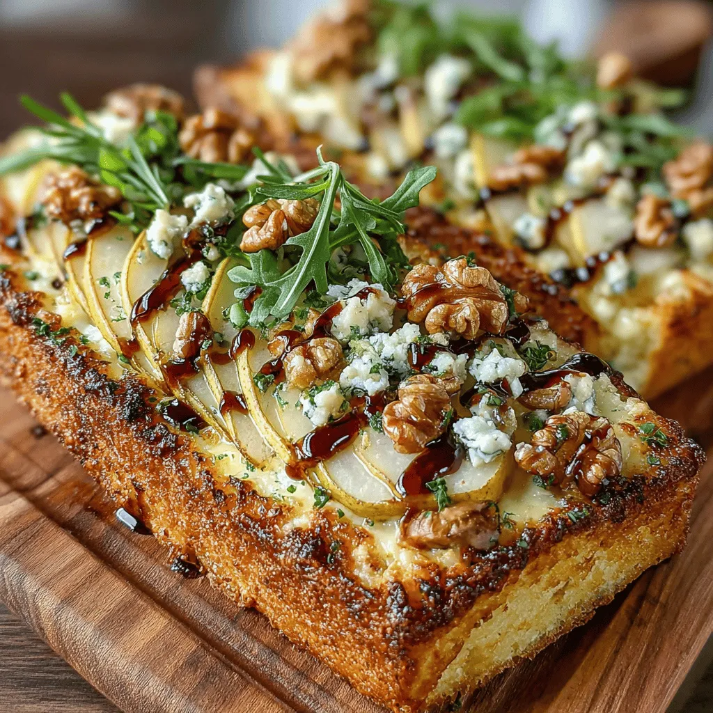 Indulge in the perfect blend of sweet and savory with this Pear & Blue Cheese Flatbread recipe. Imagine a warm, crispy flatbread topped with the rich, juicy sweetness of ripe pears, the sharp tang of blue cheese, and the satisfying crunch of walnuts. This dish is not only delicious but also visually stunning, making it an ideal choice for a quick weeknight dinner or an impressive appetizer for gatherings.