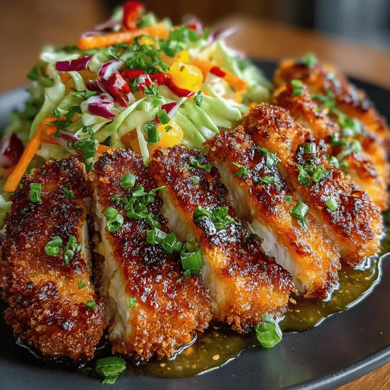 Crispy Chicken with Apple Slaw is a dish that perfectly balances textures and flavors, making it a favorite for many home cooks. The golden, crunchy exterior of the chicken pairs exquisitely with the fresh, tangy crunch of apple slaw, creating a delightful experience for the palate. This recipe not only satisfies your craving for something crispy and savory but also introduces a refreshing element that complements the richness of the chicken. Whether you’re hosting a casual family dinner, preparing for a picnic, or looking for a crowd-pleasing dish for a potluck, this recipe stands out as a versatile choice that can adapt to any occasion.
