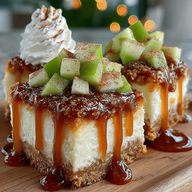 As the leaves begin to turn and the air becomes crisp, the culinary world shifts its focus to the enchanting flavors of fall. One dessert that beautifully embodies this seasonal transition is the Caramel Apple Cheesecake Bars. This delightful treat masterfully combines the creamy richness of cheesecake with the sweet and tart notes of fresh apples, all beautifully topped off with a luscious caramel drizzle. Ideal for gatherings, celebrations, or simply indulging on a cozy evening at home, these bars are sure to impress friends and family alike.