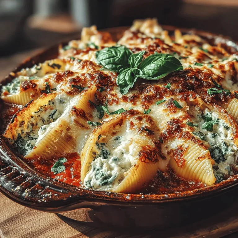 Cheesy Spinach Stuffed Shells are a delightful comfort food that perfectly balances indulgence with nutrition. This dish combines the rich, creamy flavors of cheese with the vibrant, leafy goodness of spinach, making it an ideal choice for a family dinner, a potluck gathering, or even a make-ahead meal for busy weekdays. The allure of cheesy stuffed pasta appeals to both children and adults, ensuring that everyone at the table will be satisfied. With a savory marinara sauce blanketing the shells, this recipe is not only delicious but also a wonderful way to incorporate vegetables into your diet.