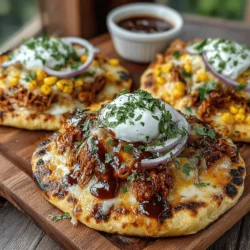When it comes to mouthwatering comfort food, few dishes can compete with Smoky BBQ Bliss Pulled Chicken Flatbreads. This delightful recipe combines tender, shredded chicken infused with rich, smoky barbecue flavors, all served on a warm, soft flatbread. Whether you're hosting a casual gathering, preparing a quick weeknight dinner, or simply craving something delicious, this dish is sure to impress. Its versatility makes it perfect for any occasion, allowing you to customize it to suit your taste preferences.