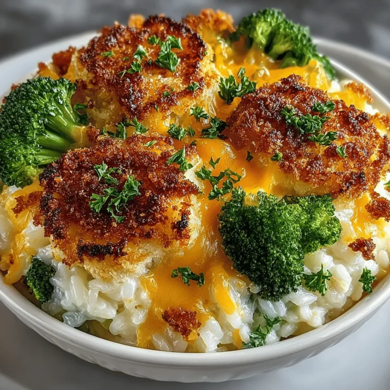 A casserole's topping is crucial in elevating the entire dish, and the breadcrumb topping for the Broccoli Bliss Cheesy Rice Casserole is no exception. It introduces an essential texture contrast, adding a delightful crunch that complements the creamy filling beautifully. This golden crust not only enhances the visual appeal of the casserole but also provides that satisfying bite that everyone loves.