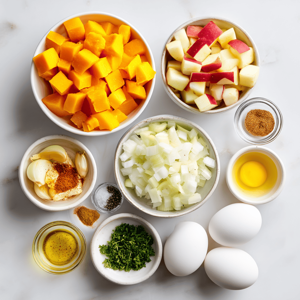 Ingredients for Skillet Pumpkin Apple Hash: Spiced Up for a Cozy Autumn Breakfast