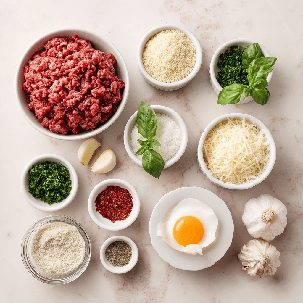 Ingredients for Ultimate Cheesy Skillet Meatball Bake for Family Comfort